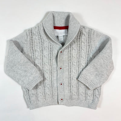 The Little White Company light grey cable knit cardigan 3-6M 1