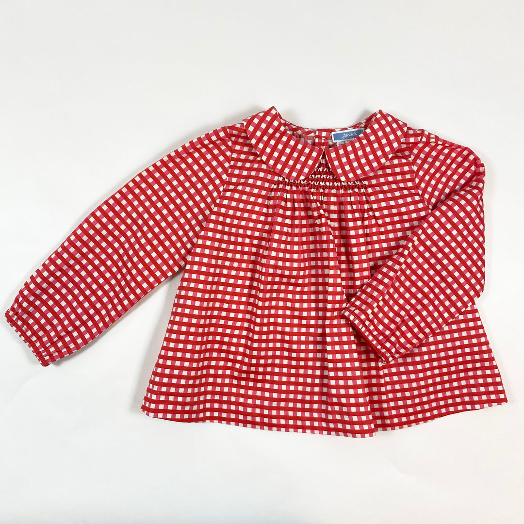 Jacadi hot pink/red gingham blouse 36M/96 1
