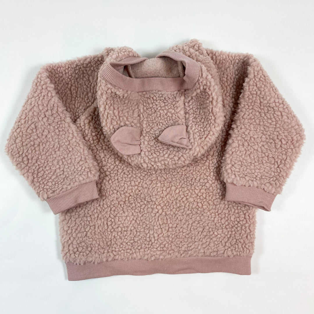 Hust & Claire pale pink teddy hooded zip jacket 80/12M 3