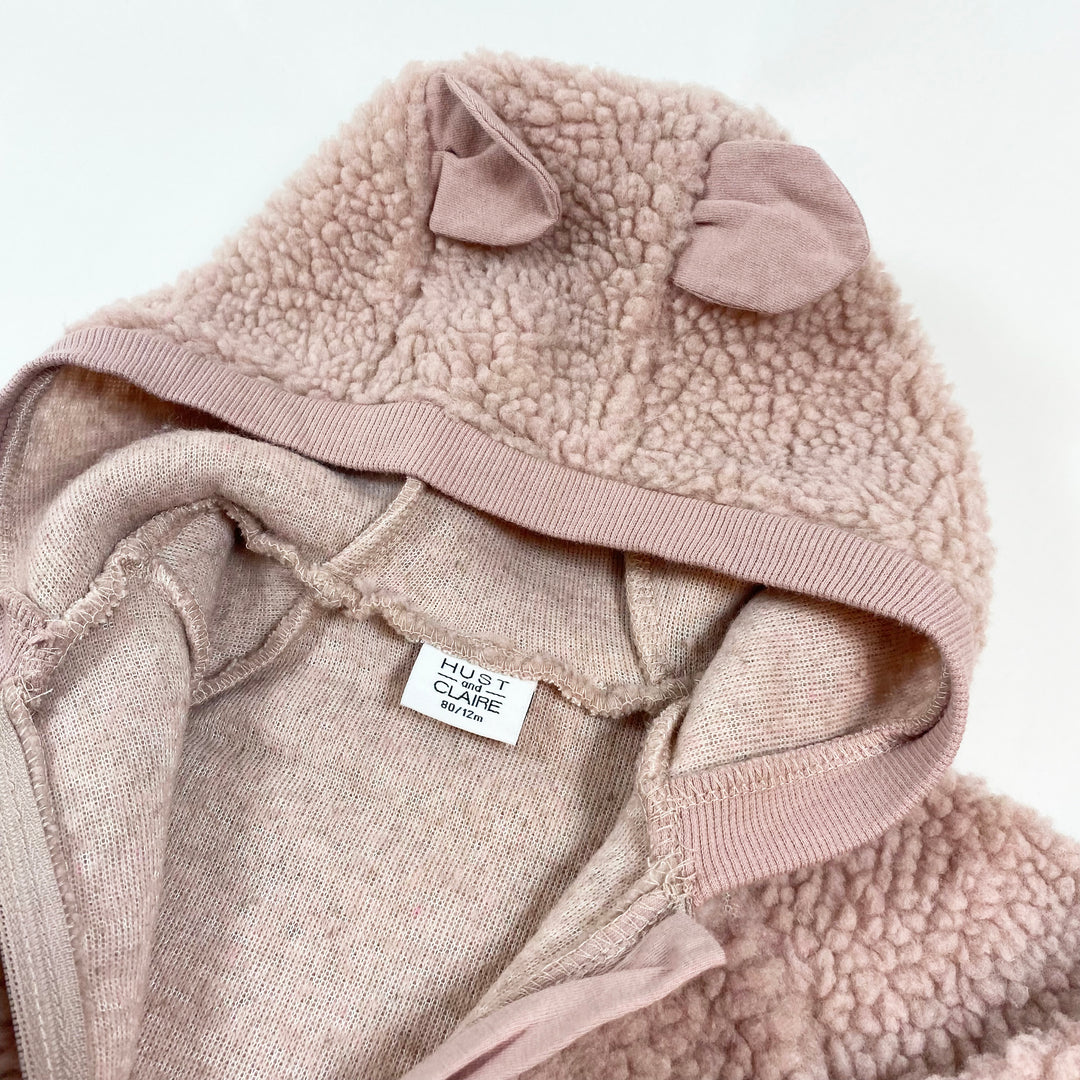 Hust & Claire pale pink teddy hooded zip jacket 80/12M 2