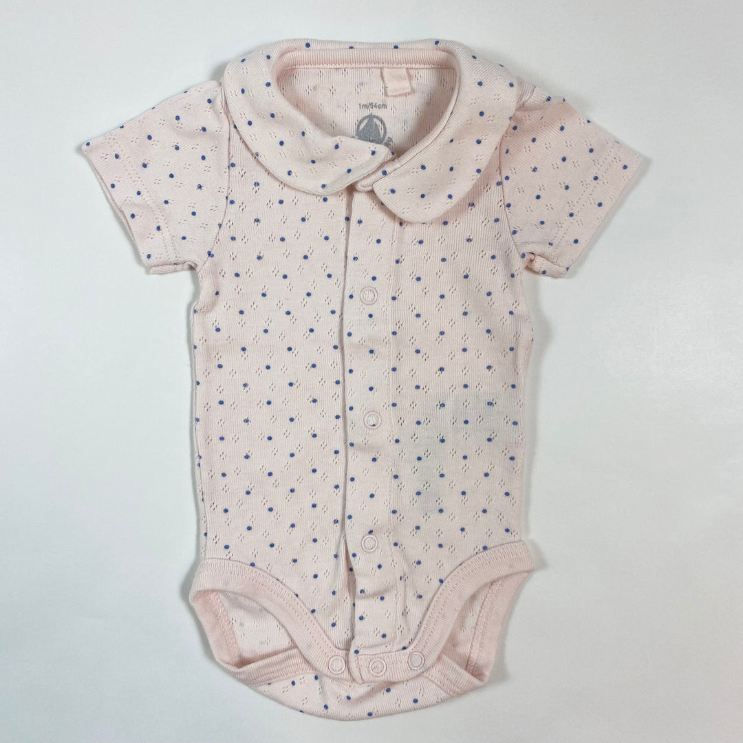 Petit Bateau light pink pointelle short-sleeved body NB/50 1