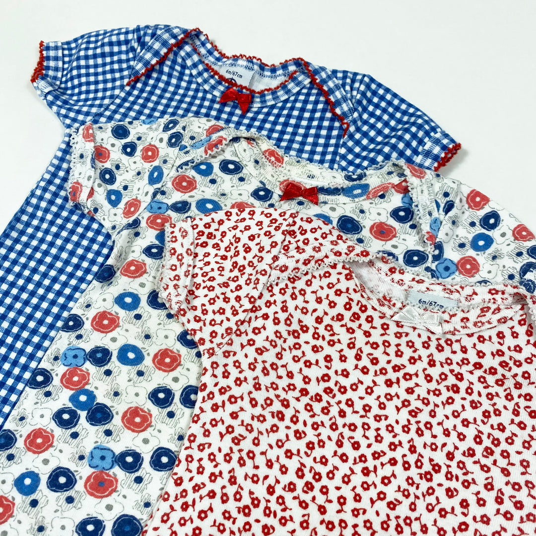 Petit Bateau set of 3 red and blue bodys 6M/67 2