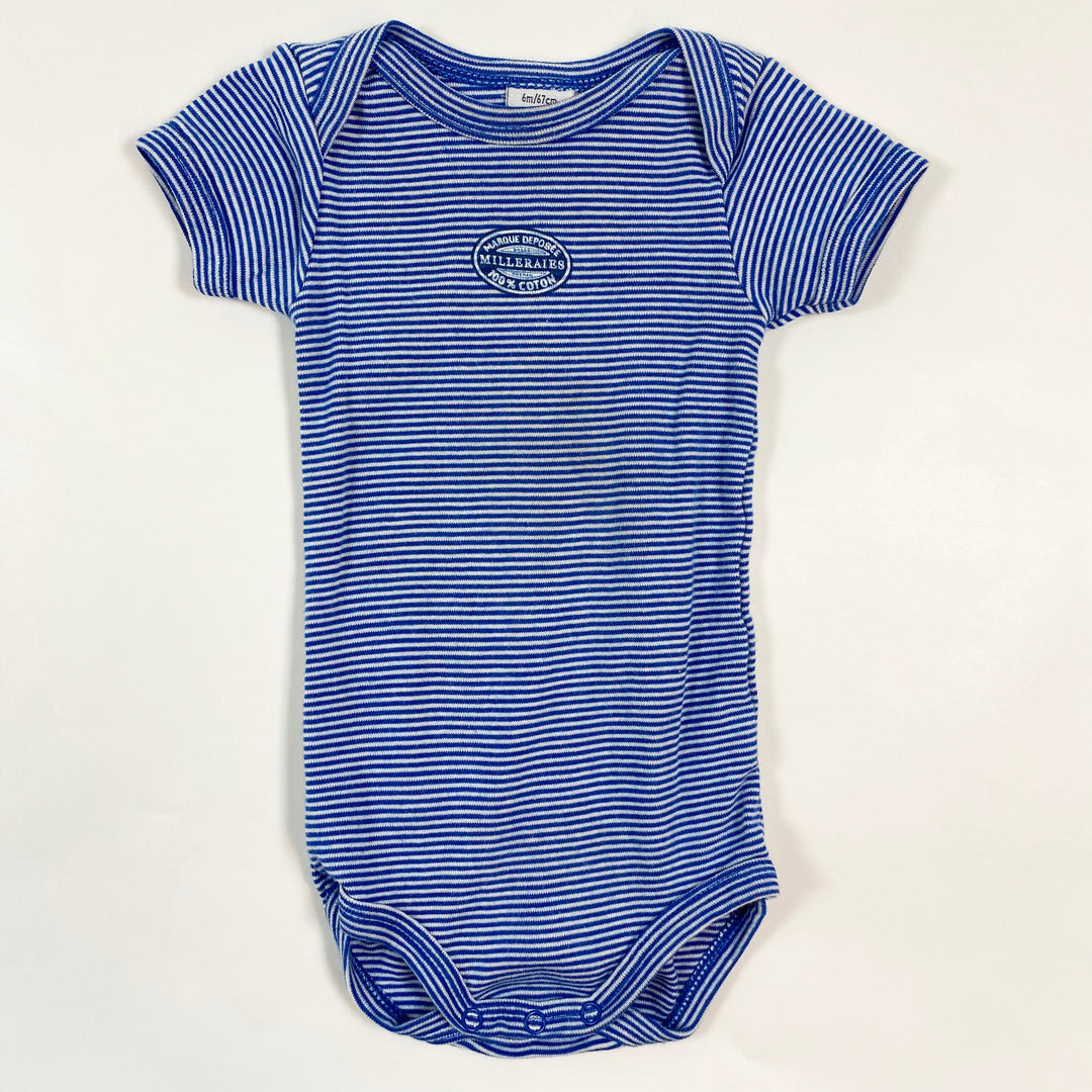 Petit Bateau blue striped short-sleeved body 6M/67 1