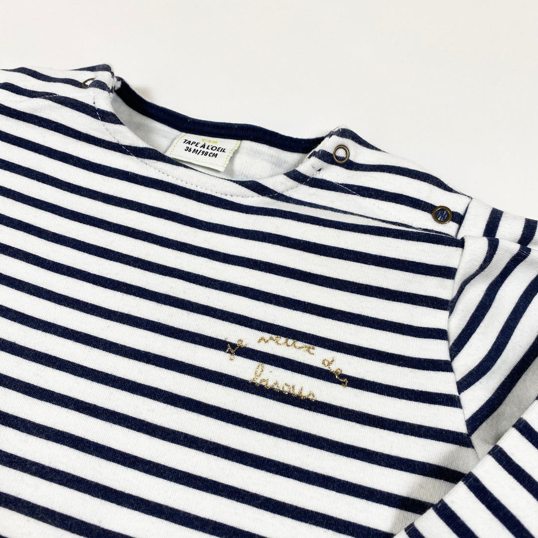 Tape à l'oeil navy/off-white striped dress 36M/98