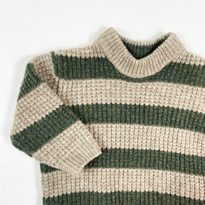 Zara beige/olive striped knitted wool-mix sweater 6-9M/74 2