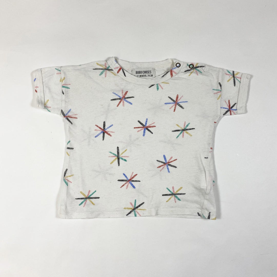 Bobo Choses white T-shirt with multicolour stars 6-12M/74