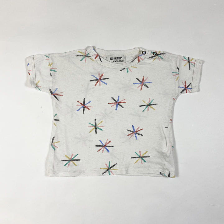 Bobo Choses white T-shirt with multicolour stars 6-12M/74