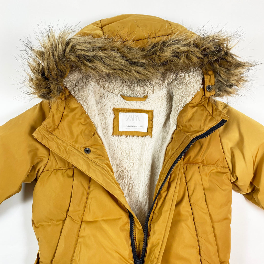Zara mustard teddy lined winter jacket 12-18M/86 2