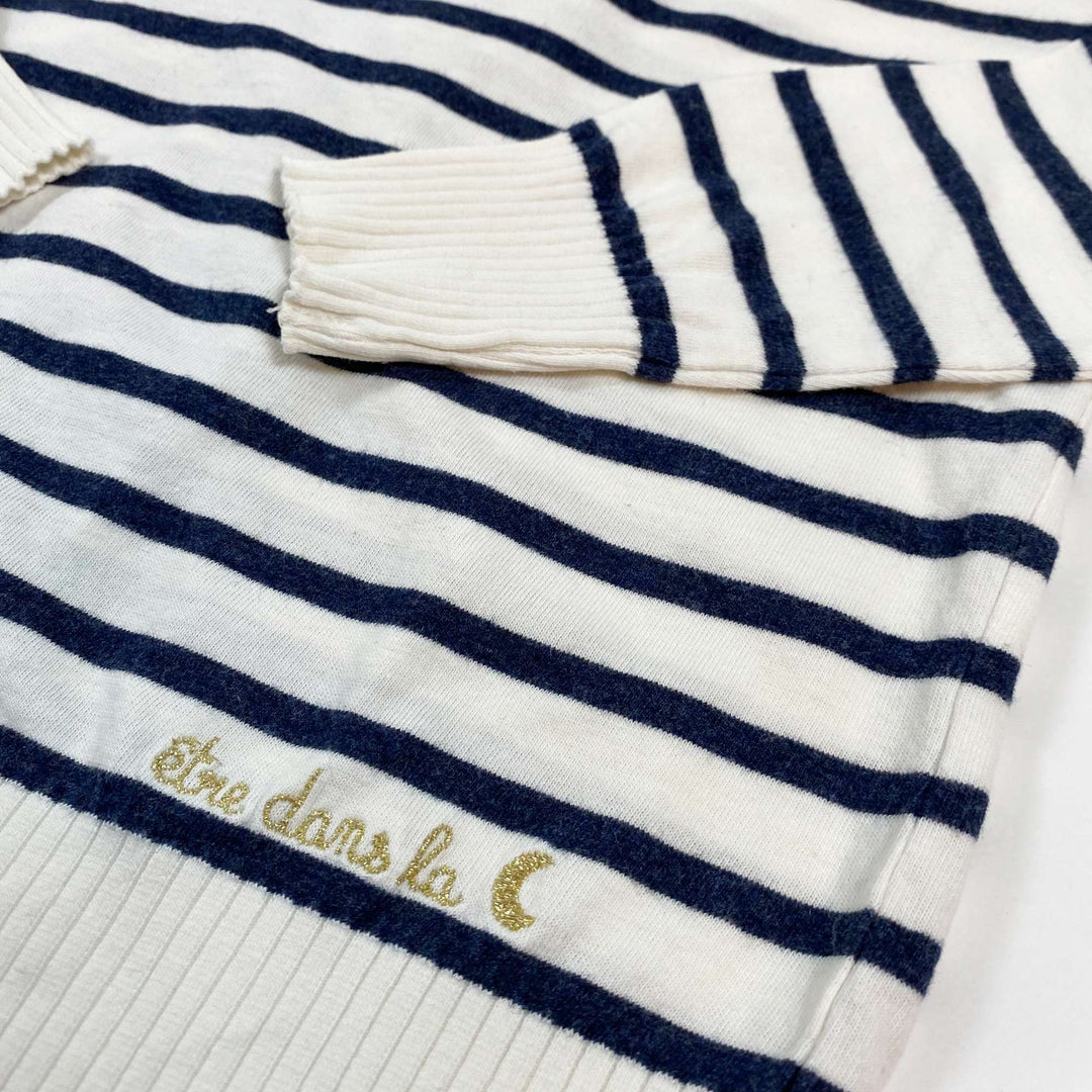 Emile et Ida blue striped ruffled collar pullover 8Y 2