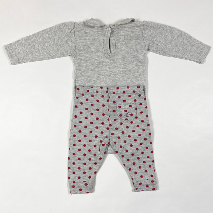 Petit Bateau set of grey body with collar and polka dot pants 3M/60 2