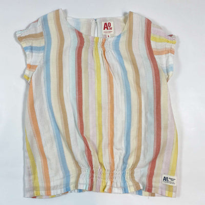 AO76 multicoloured striped shortsleeve blouse 8Y 1