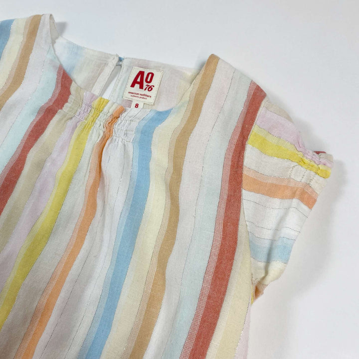 AO76 multicoloured striped shortsleeve blouse 8Y 2