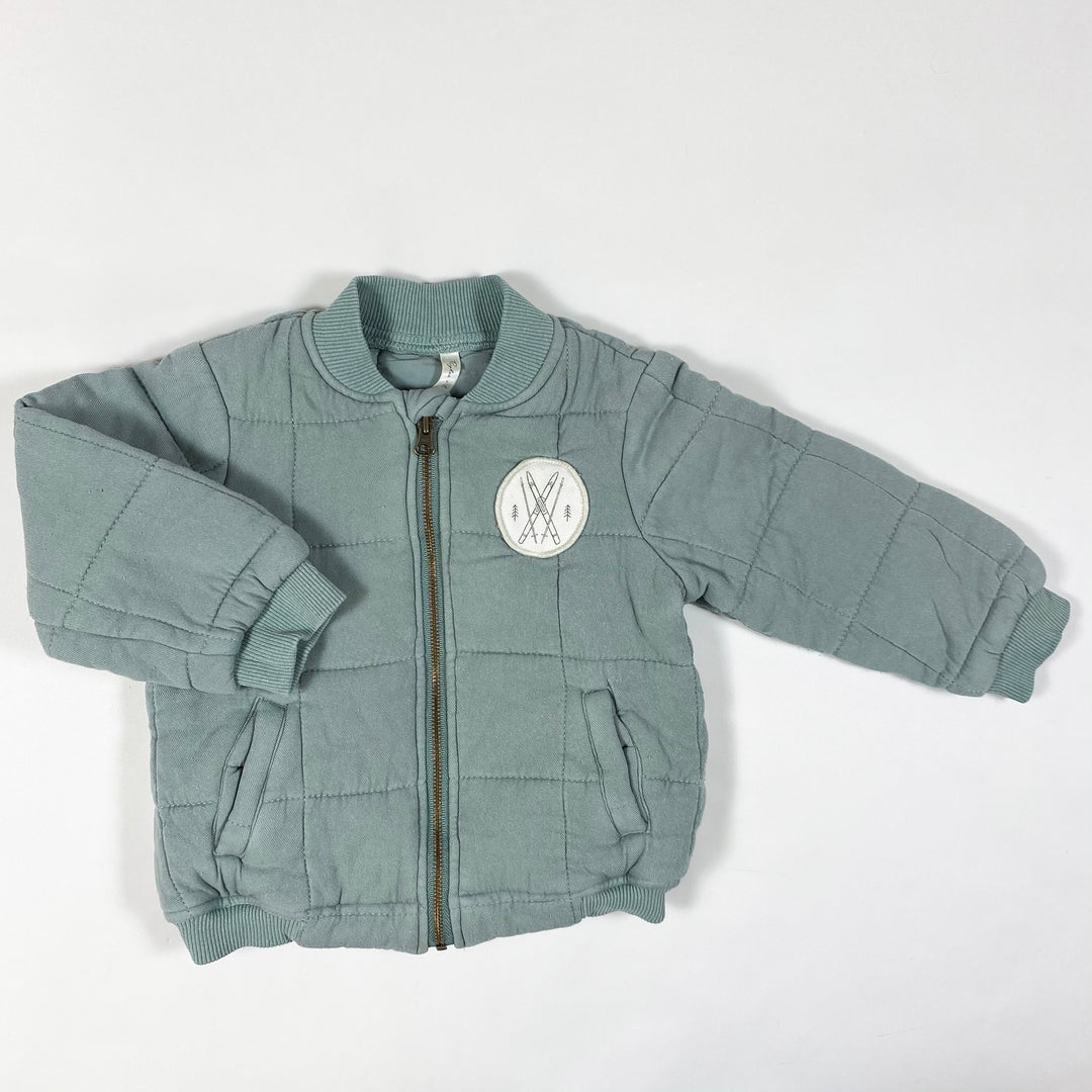 Rylee + Cru sage padded and quilted bomber jacket 18-24M