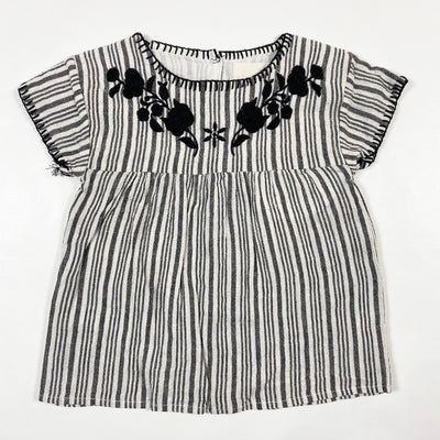 Louis Louise grey striped shortsleeved blouse with embroideries 18M 1