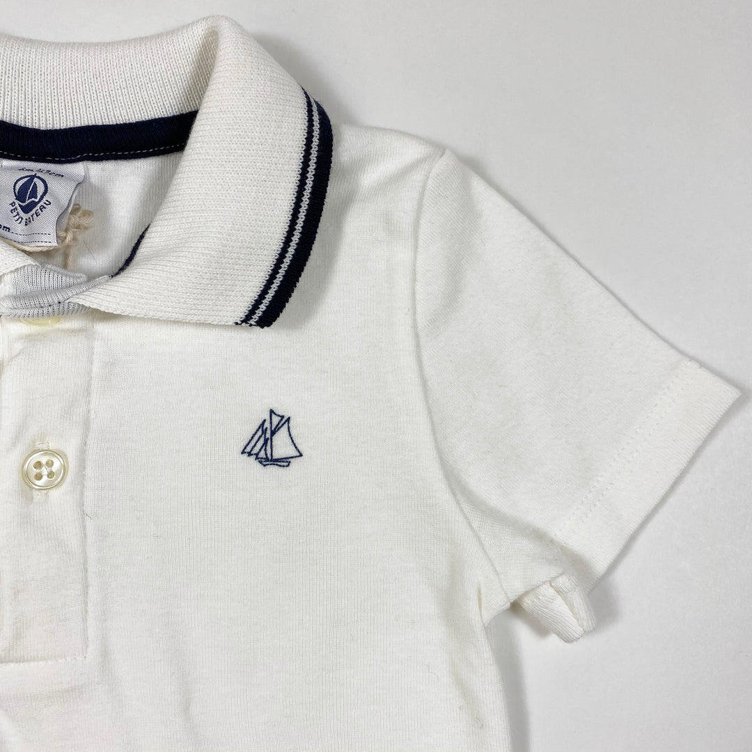 Petit Bateau ecru classic polo shirt 6M/67