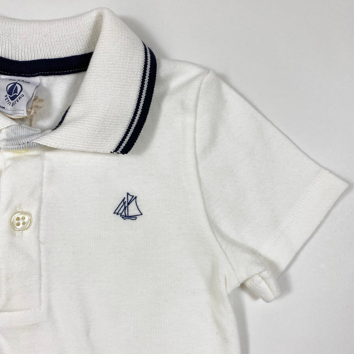 Petit Bateau ecru classic polo shirt 6M/67