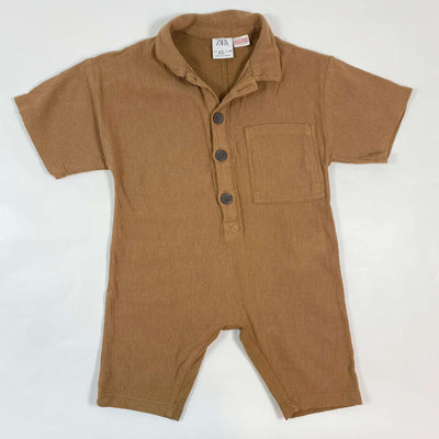 Zara soft brown cotton  boiler suit 6-9M/74 1