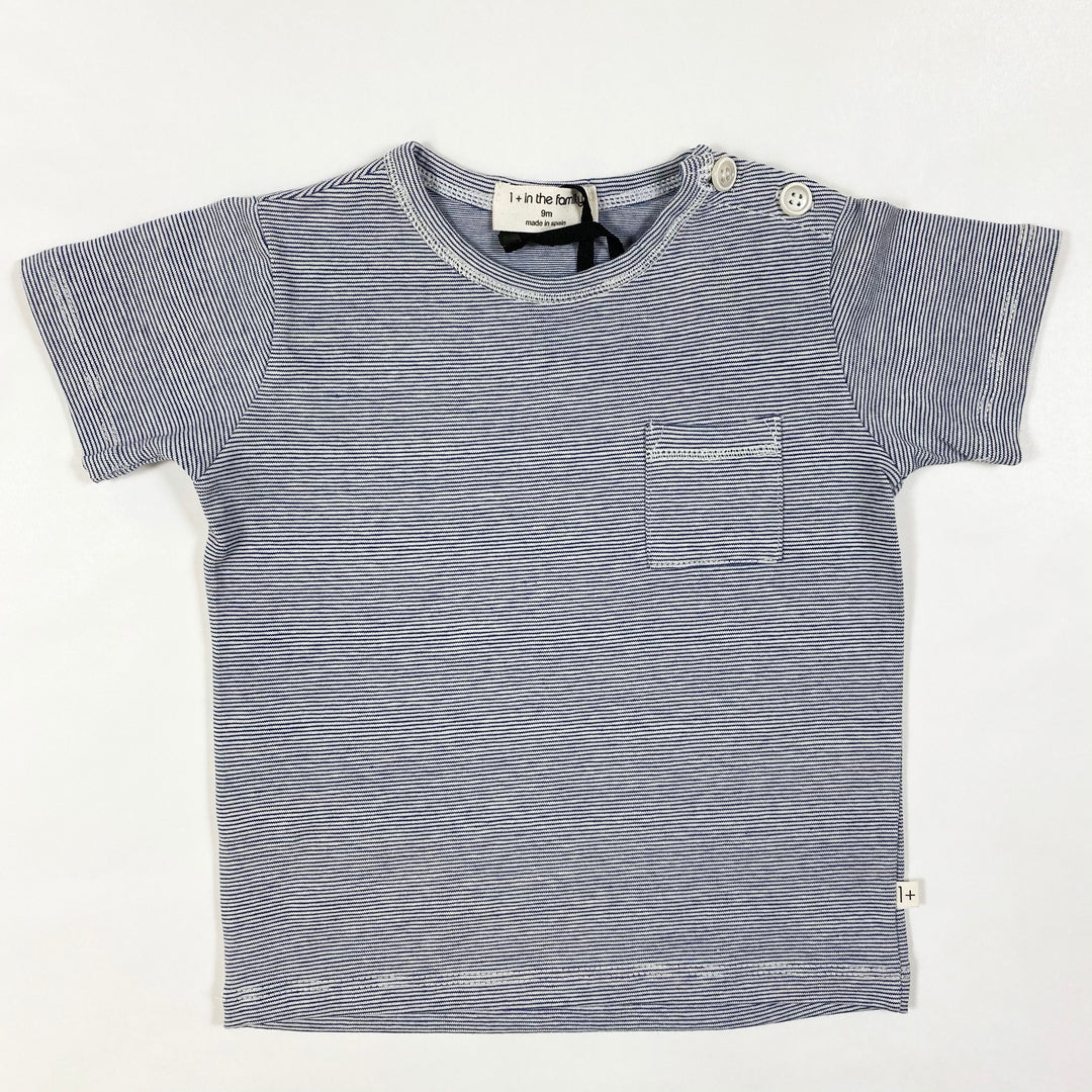 1+ in the Family cadaques blue short-sleeved striped t-shirt Second Season 18M