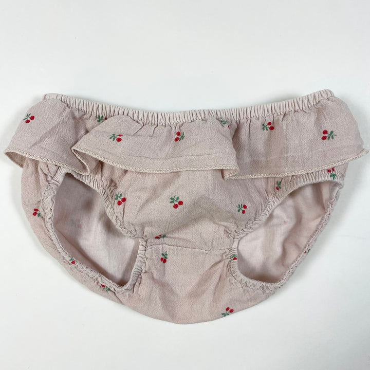 Búho dusty pink cherry print bloomers 12M