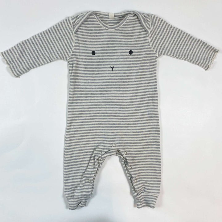 Organic Zoo grey striped onesie 0-3M 1