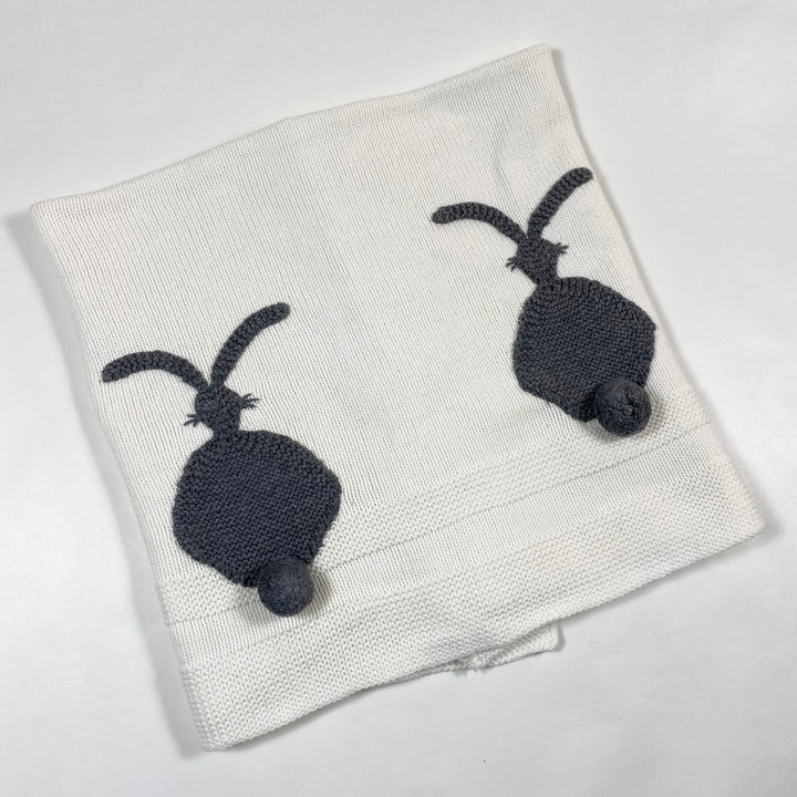 Stella McCartney Kids white grey bunny knit blanket 74x77cm 2
