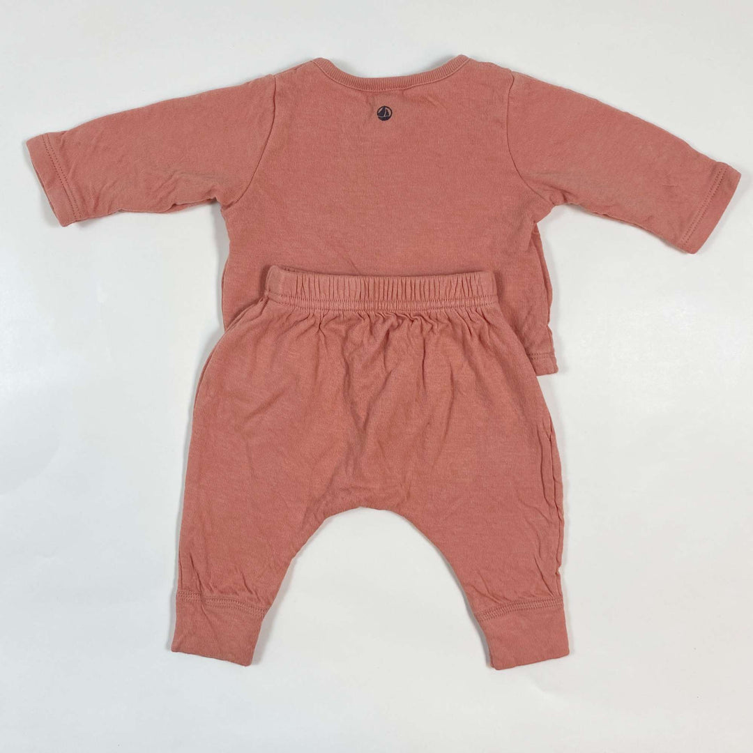 Petit Bateau peach pink organic cotton baby set 1M/54 2