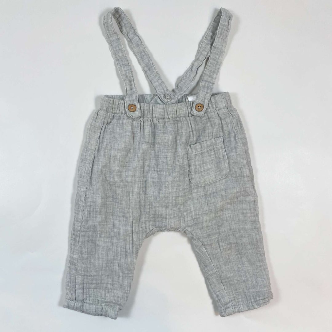 Zara light grey cotton lined dungarees 3-6M/68 1