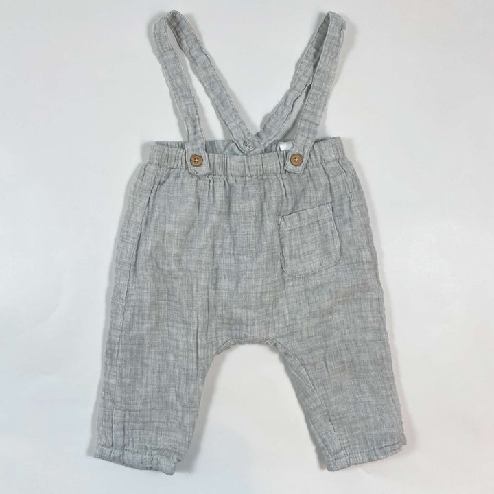 Zara light grey cotton lined dungarees 3-6M/68 1