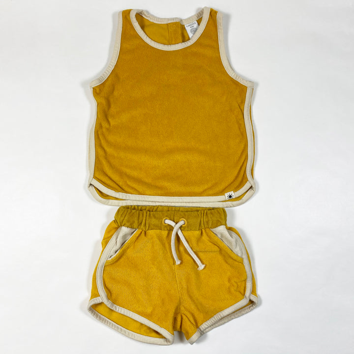 Lindex yellow terry tank top and shorts 80/8-9M 1
