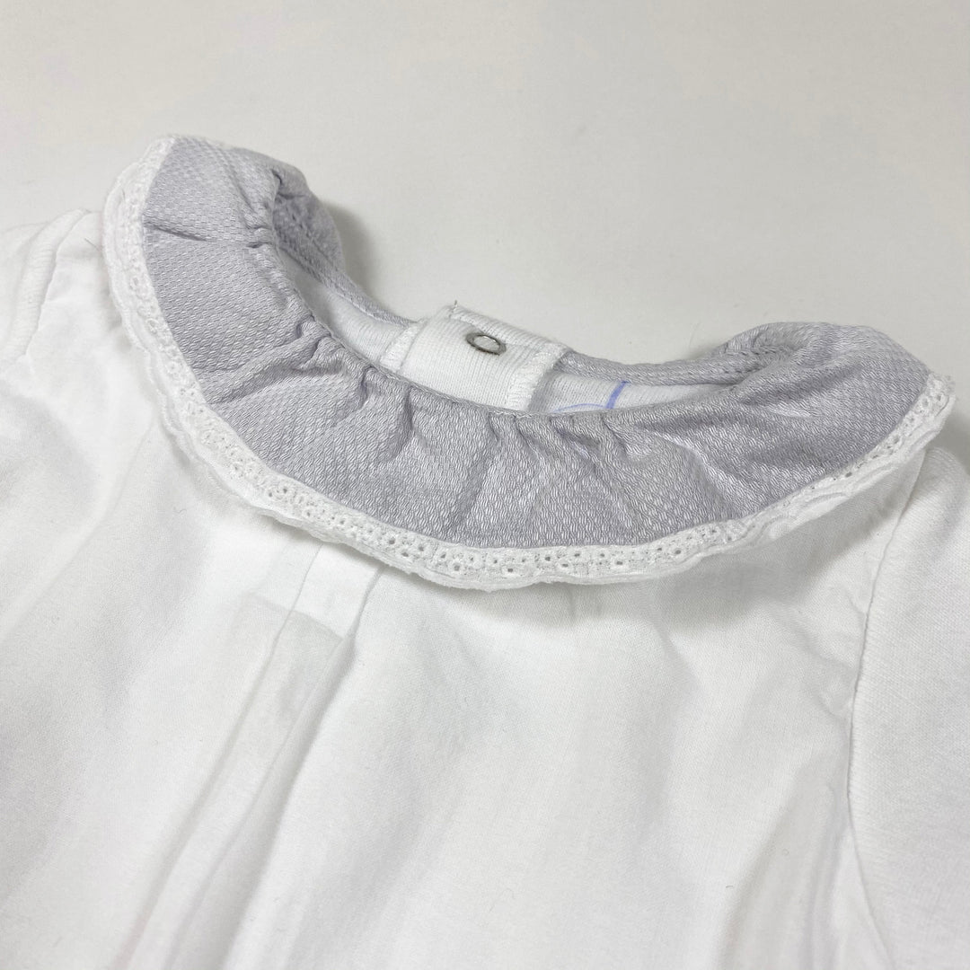 Laranjinha white long-sleeved blouse body one-piece with grey collar 3M