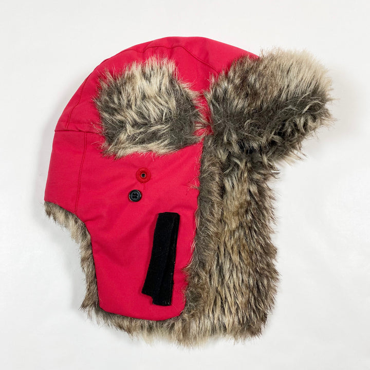 Polarn O. Pyret red faux fur-lined trapper hat 52/2-6Y 2