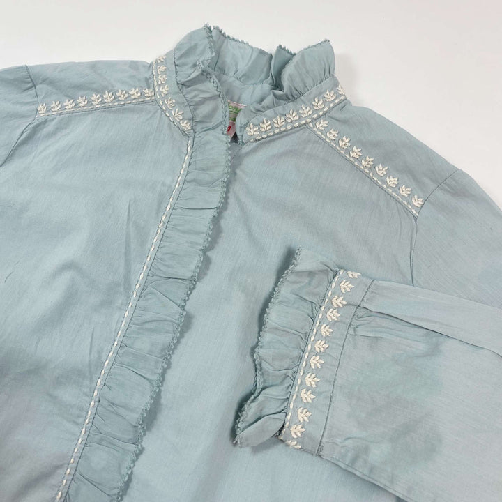 Bonpoint teal embroidered blouse 4Y 2