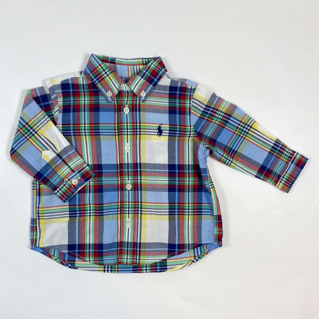 Ralph Lauren blue checked button down shirt 6M 1