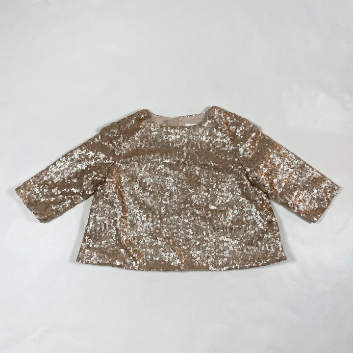 Bonpoint rose gold sequin blouse 4Y 1