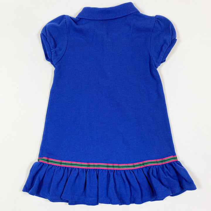 Ralph Lauren blue short-sleeved dress with cheval detail & matching bloomers 24M
