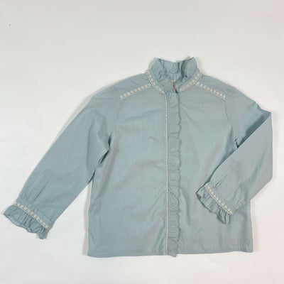 Bonpoint teal embroidered blouse 4Y 1
