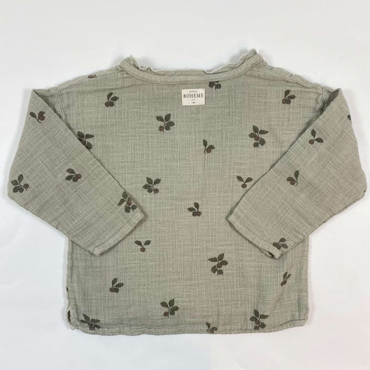 Studio Bohème faded olive organic cotton blouse 4Y 2