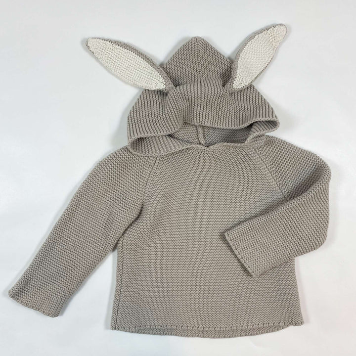 Oeuf NYC greige knitted bunny hoodie 2Y 1