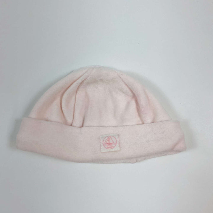 Petit Bateau light pink organic  baby hat NB 1