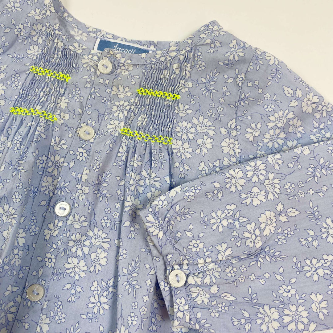 Jacadi blue floral smocked blouse 6M/67 2