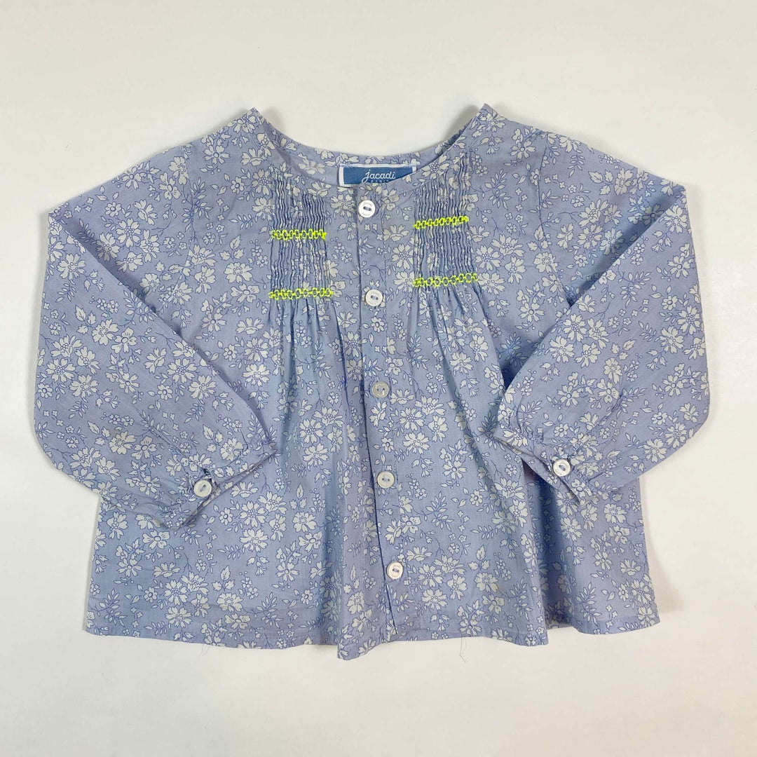 Jacadi blue floral smocked blouse 6M/67 1