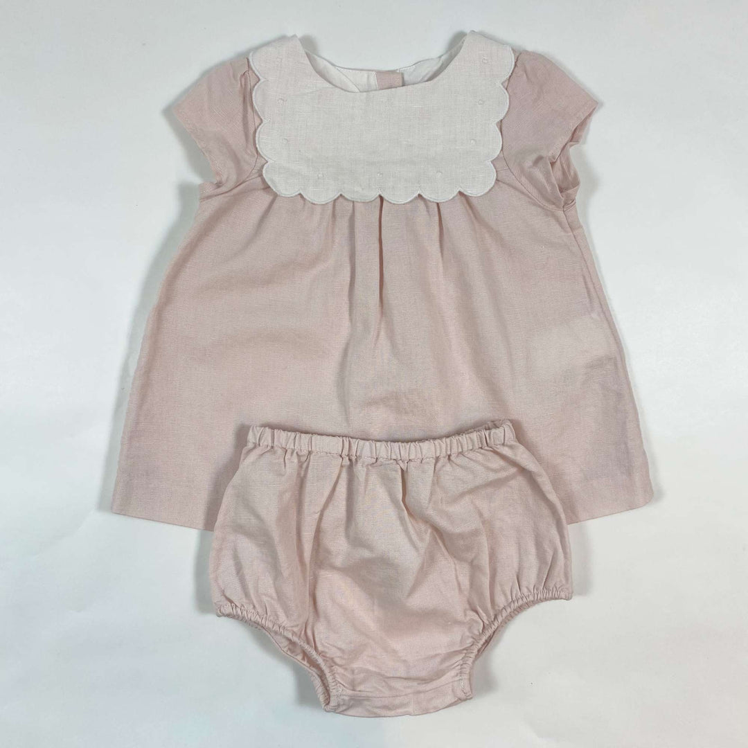 Cyrillus soft pink linen blend blouses & bloomers set 6M 1