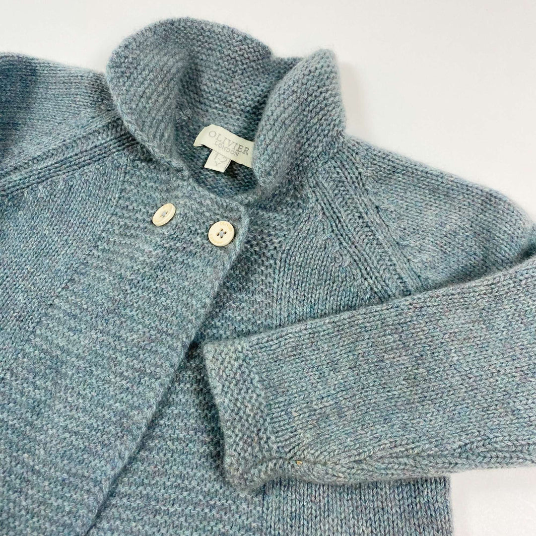 Olivier London teal cashmere long cardigan peacoat 1-2Y 2