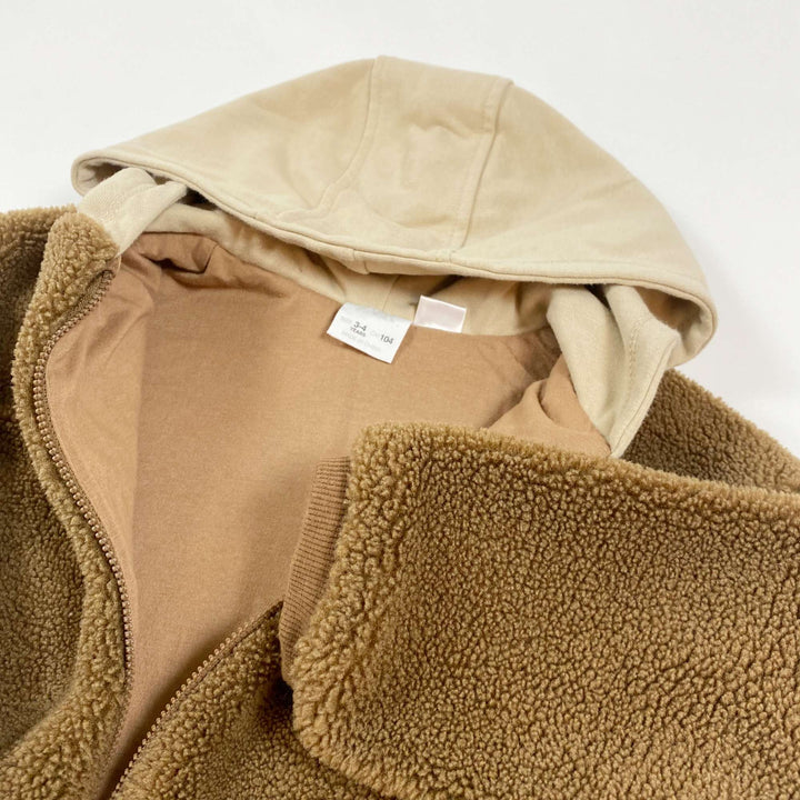 Zara brown teddy hooded jacket 3-4Y/104 2