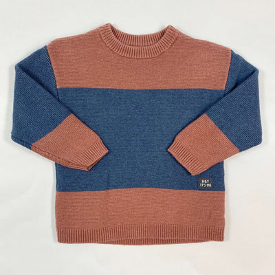 Zara rust/blue colour block knit sweater 3-4Y/104 1