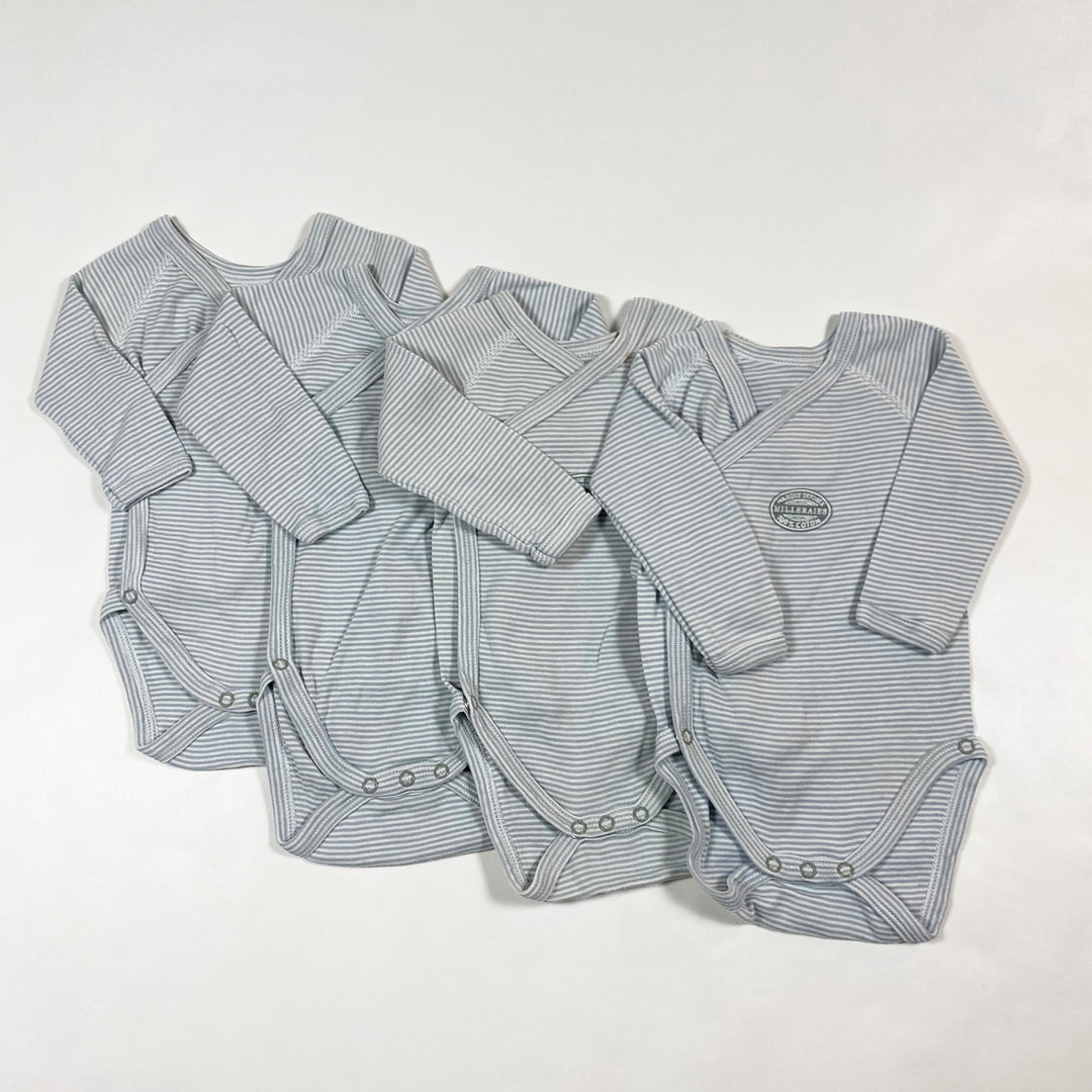 Petit Bateau set of 4 sage striped body 3M/60 1