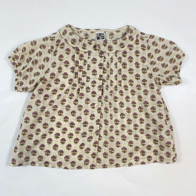Bonton beige floral short-sleeved blouse 4Y 1