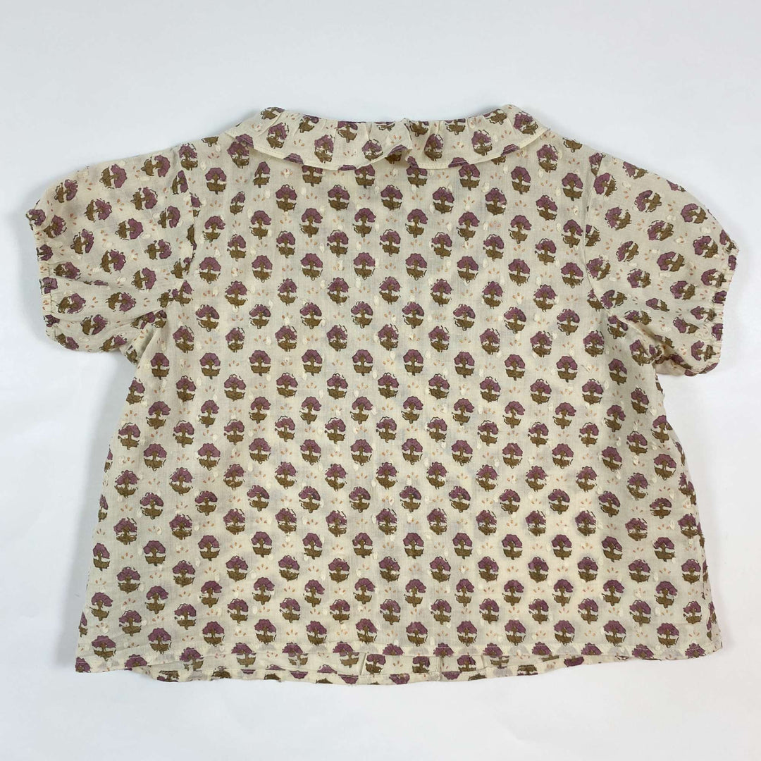 Bonton beige floral short-sleeved blouse 4Y 3