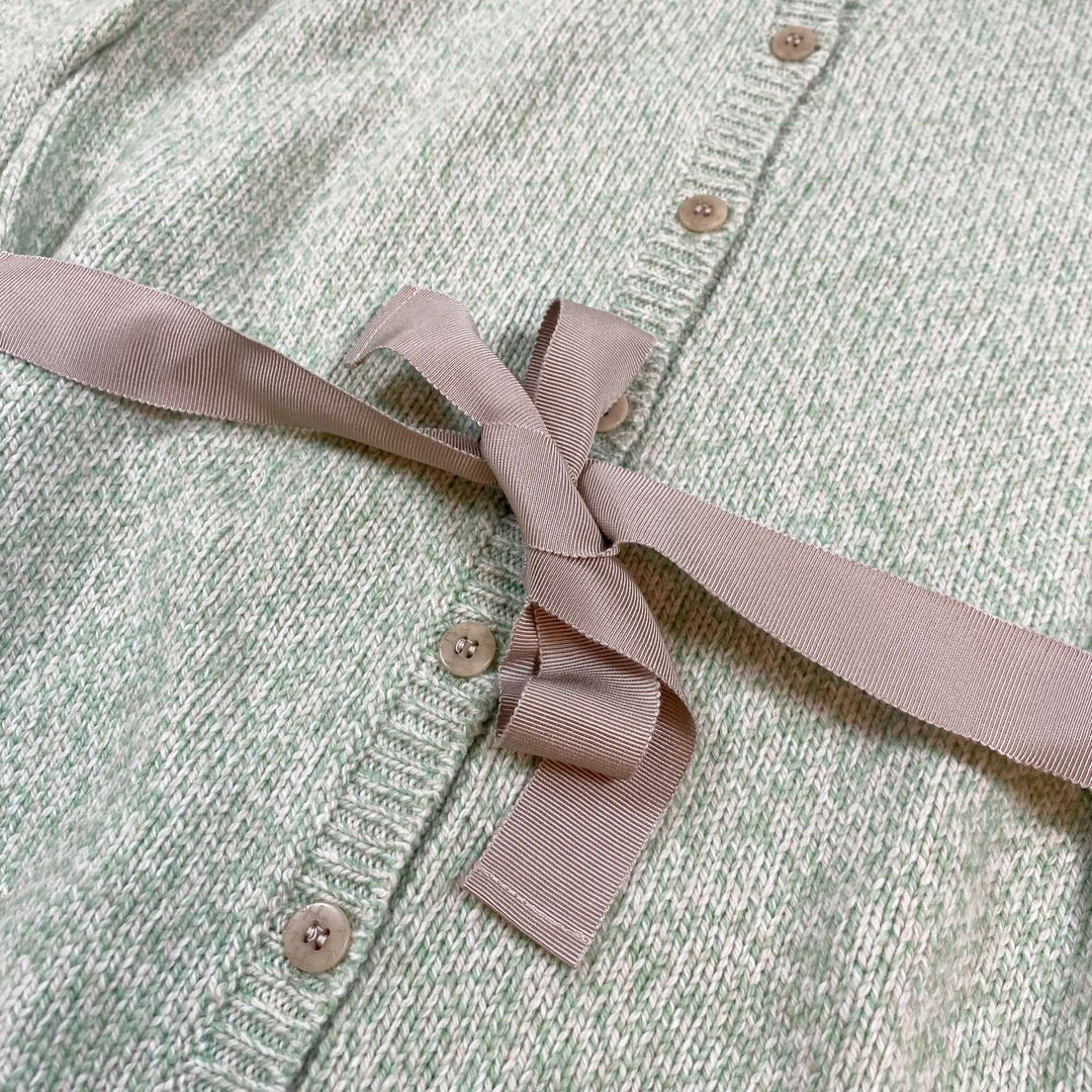 Il Gufo green melange wool mix cardigan with belt 6Y 2