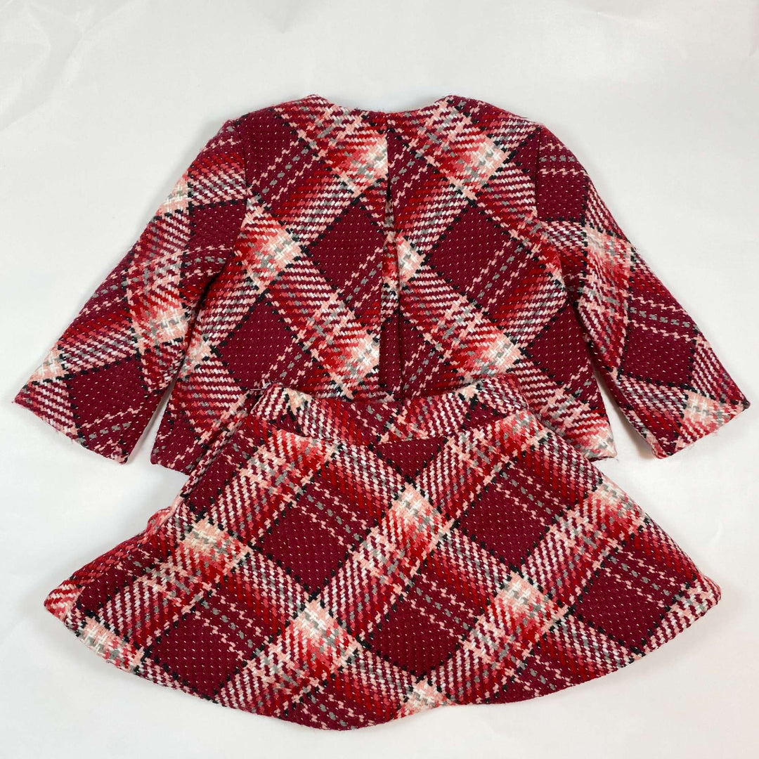 Janie and Jack bordeaux checked tweed jacket and skirt 3-4Y 3